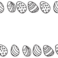 Vector border frame easter with elements of doodle egg illustration. Design for greeting card and invitations highlighted on a white background