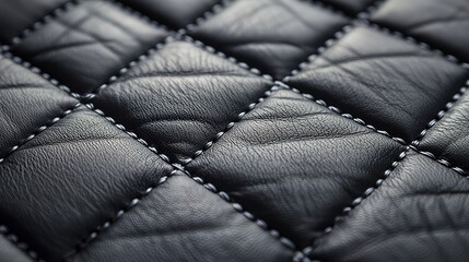 Fototapeta premium Elegant diamond stitching leather texture close-up studio setting product photography luxurious environment macro view