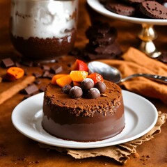 chocolate cake with nuts and chocolate