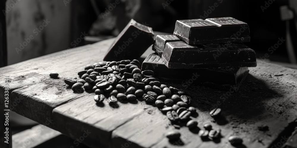 Canvas Prints Coffee Beans on Wooden Table