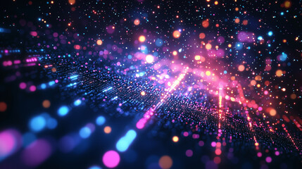 Fototapeta premium Vibrant pixels fading into a digital void, crafting a futuristic, tech-driven vibe