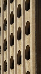 Arched windows, beige building, city facade, sunlight, architectural detail, urban texture, design element, stock photo