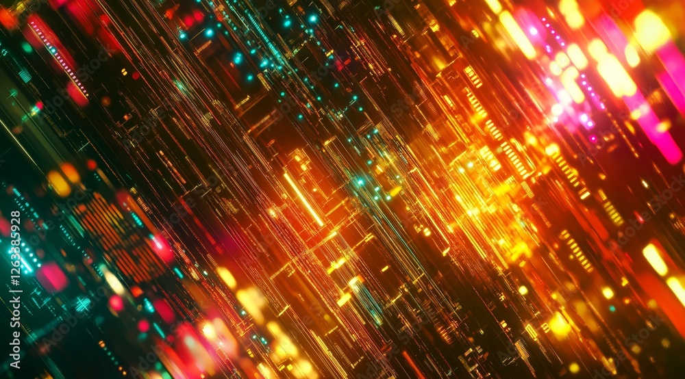 Poster a beauty futuristic abstract background in a high-tech style. shining lines and patterns resembling 