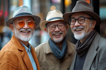 A nostalgic reunion of old friends sharing laughs and memories at a café