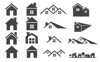 Fototapeta premium Home button icons set. Home page icon. Simple house symbols. Building icon. Vector illustration. Web home icon for apps and websites. Collection home icons. House symbol