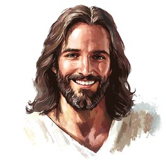 Smiling Jesus Christ Portrait - Modern Artistic Depiction.