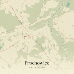 Vintage map of Prochowice, Poland.