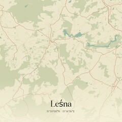Vintage map of Lesna, Poland.