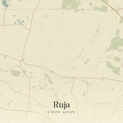 Fototapeta premium Vintage map of Ruja, Poland.