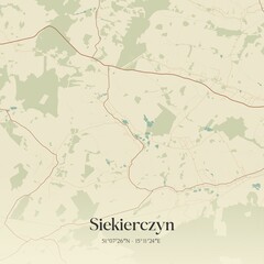 Fototapeta premium Vintage map of Siekierczyn, Poland.