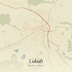Vintage map of Luban, Poland.