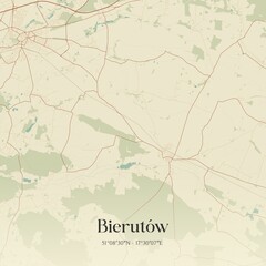 Vintage map of Bierutów, Poland.