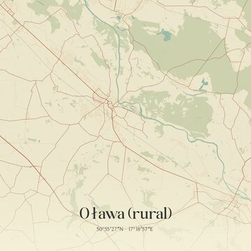 Vintage map of Olawa (rural), Poland.