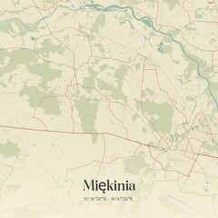 Vintage map of Miekinia, Poland.