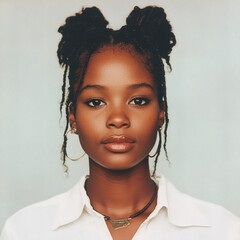 Portrait or passport photo of a young black woman