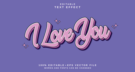 Editable text style effect - I Love You text style theme.