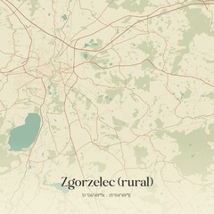 Vintage map of Zgorzelec (rural), Poland.