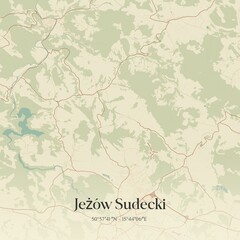 Vintage map of Jezów Sudecki, Poland.