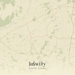Obraz premium Vintage map of Jaswily, Poland.