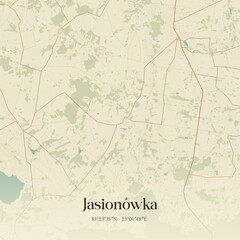 Vintage map of Jasionówka, Poland.