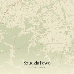 Vintage map of Szudzialowo, Poland.