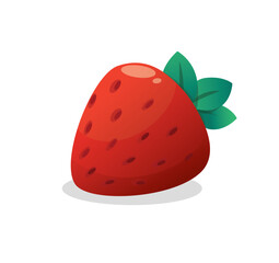 Stawberry red summer fruit, white background. Vector graphic illustration. Vegetarian cafe print, poster, card. Natural, organic dessert sweet, fresh berry