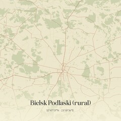 Vintage map of Bielsk Podlaski (rural), Poland.