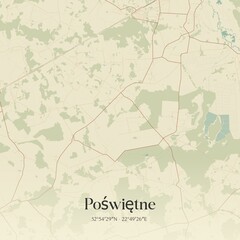Vintage map of Poswietne, Poland.