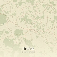 Vintage map of Bransk, Poland.