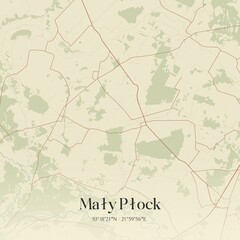 Vintage map of Maly Plock, Poland.