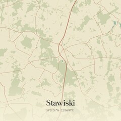 Vintage map of Stawiski, Poland.