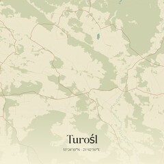 Vintage map of Turosl, Poland.