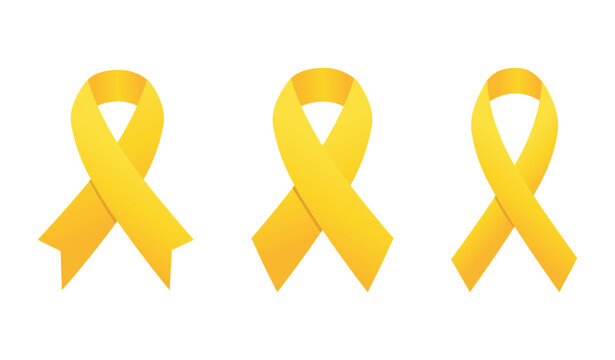 Yellow September Ribbon Vector EPS. Yellow September is symbolized by a yellow ribbon. Yellow ribbon on white background.
