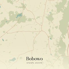Vintage map of Bobowo, Poland.