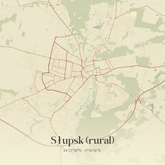 Vintage map of Slupsk (rural), Poland.