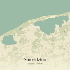 Vintage map of Smoldzino, Poland.