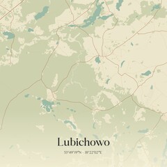Vintage map of Lubichowo, Poland.