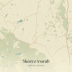 Vintage map of Skórcz (rural), Poland.
