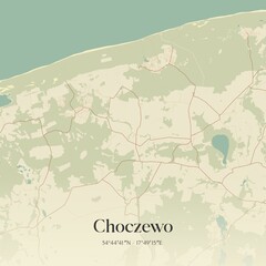 Vintage map of Choczewo, Poland.