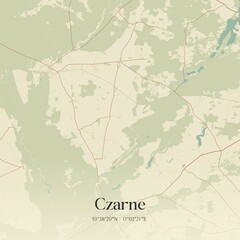Vintage map of Czarne, Poland.
