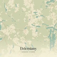 Vintage map of Dziemiany, Poland.