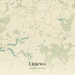 Vintage map of Liniewo, Poland.