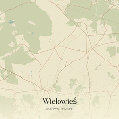 Fototapeta premium Vintage map of Wielowies, Poland.