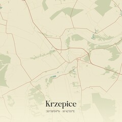 Vintage map of Krzepice, Poland.