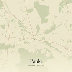 Vintage map of Panki, Poland.