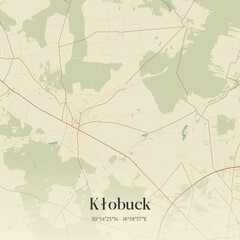 Vintage map of Klobuck, Poland.