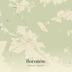 Vintage map of Boronów, Poland.