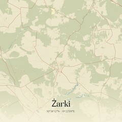 Vintage map of Zarki, Poland.
