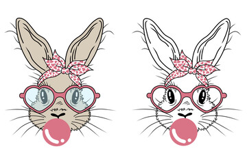 Cute funny bunny hand-drawn vector illustration