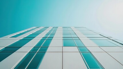 Modern Building Facade With Teal Windows And White Panels